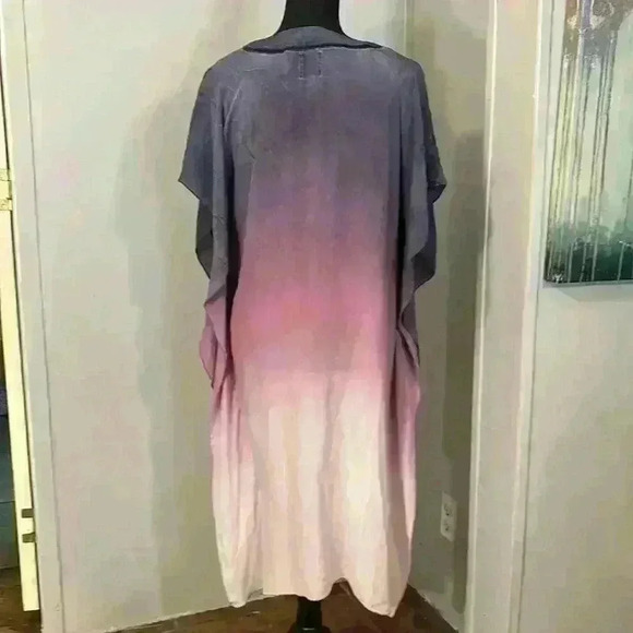 Anthropologie TRYB 100% Silk Dress XS Purple Ombré Color-way Oversized - Picture 2 of 10